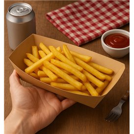 Barchetta in Cartoncino Bamboo Kraft 700ml 20,5x15x5,2cm (125 Pezzi)
