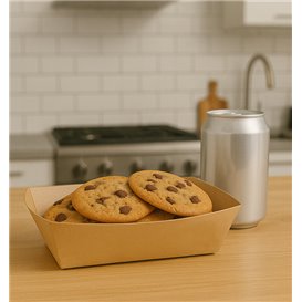 Barchetta in Cartoncino Bamboo Kraft 700ml 20,5x15x5,2cm (125 Pezzi)