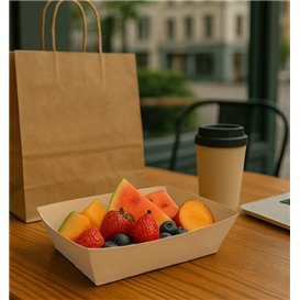 Barchetta in Cartoncino Bamboo Kraft 800ml 24x16x5,2cm (125 Pezzi)