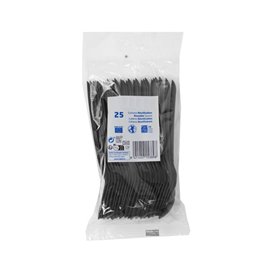Cucchiaio Riutilizzabile in PP Nero 15cm (25 Pezzi)