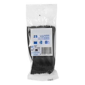 Cucchiaino Riutilizzabile in PP Nero 12,4cm (25 Pezzi)