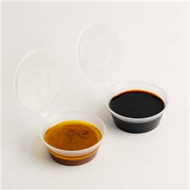 Contenitore per Salse con Coperchio Cerniera in Plastica PP 60 ml (50 Pezzi)