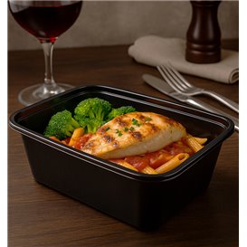 Contenitore Rettangolare in PP Nero 1.000ml 17,3x11,9cm (50 Pezzi)