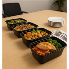 Contenitore Rettangolare in PP Nero 1.000ml 17,3x11,9cm (50 Pezzi)