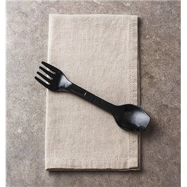 Forchettina-Cucchiaio Spork Riutilizzabile Durevole PP Nero 12cm (500 Pezzi)
