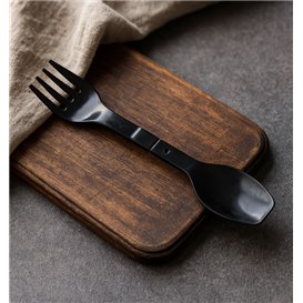 Forchettina-Cucchiaio Spork Riutilizzabile Durevole PP Nero 12cm (500 Pezzi)