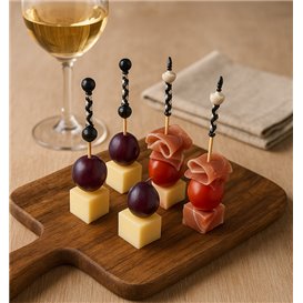 Stecchini in bambù Bianco e Nero 9cm (100 Pezzi)