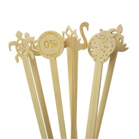 Agitatore per Bere in Bambù Fenicottero 18cm (600 Pezzi)