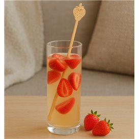 Agitatore per Bere in Bambù Fragola 18cm (50 Pezzi)