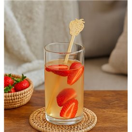 Agitatore per Bere in Bambù Fragola 14cm (600 Pezzi)