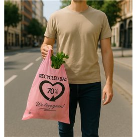 Sacchetto di Plastica Canottiera Riutilizzabile Rosa 42x53cm 50µm (20 Kg)