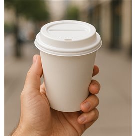 Coperchio con Foro per Bicchiere 7Oz Bianca Ø7,2cm (2.000 Pezzi)