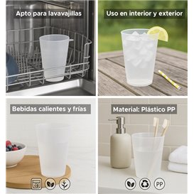 Bicchiere Riutilizzabile Durable PP con Anello Traslucido 400ml (14 Pezzi)