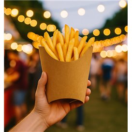 Scatola Kraft per Patate Fritte Grande 8,2x4,5x14,9cm (25 Pezzi)