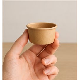 Contenitore Cartone Kraft per salse 75ml Ø7,3cm (50 Pezzi)