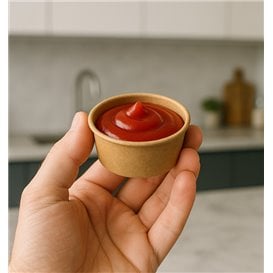 Contenitore Cartone Kraft per salse 50ml Ø6,3cm (50 Pezzi)
