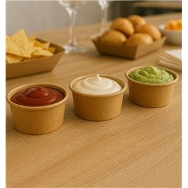 Contenitore Cartone Kraft per salse 50ml Ø6,3cm (50 Pezzi)