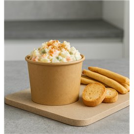Contenitore Cartone Kraft per salse 100ml Ø7,3cm (50 Pezzi)