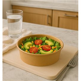 Insalatiera di Cartone Kraft-Kraft 600ml Ø15,0cm (50 Pezzi)