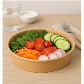 Insalatiera di Cartone Kraft-Kraft 950ml Ø18,5cm (50 Pezzi)