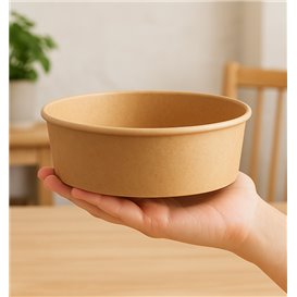 Insalatiera di Cartone Kraft-Kraft 1.000ml Ø16,6cm (50 Pezzi)