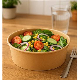 Insalatiera di Cartone Kraft-Kraft 1.000ml Ø16,6cm (50 Pezzi)