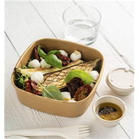 Contenitore Quadrato di Cartone Kraft 750ml 17x17x5cm (50 Pezzi)