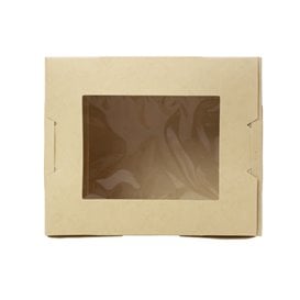 Scatola in Cartoncino Bamboo Kraft e Finestra 11,5x9x6,5 cm 700ml (50 Pezzi)