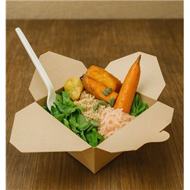Scatola in Cartoncino Bamboo Kraft 16x14x6,5cm 1800ml (50 Pezzi)