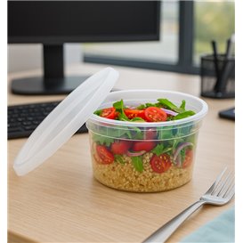 Contenitore in Plastica PP con Coperchio Trasparente “Deli Range” 480ml (40 Pezzi)