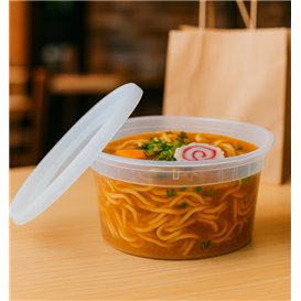 Contenitore in Plastica PP con Coperchio Trasparente “Deli Range” 480ml (40 Pezzi)