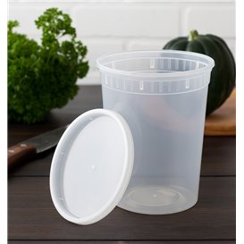 Contenitore in Plastica PP con Coperchio Trasparente “Deli Range” 960ml (40 Pezzi)