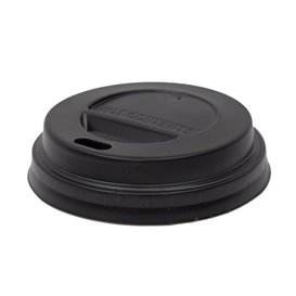 Coperchio con Foro per Bicchiere Nera Ø9,3cm (100 Pezzi)
