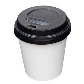 Coperchio con Foro per Bicchiere Nera Ø9,3cm (100 Pezzi)