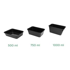 Contenitore Rettangolare in PP Nero 500ml 17,3x11,9cm (50 Pezzi)