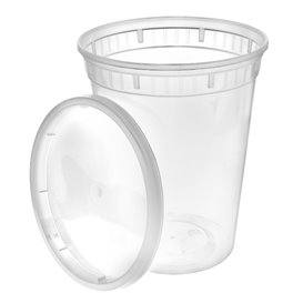 Contenitore in Plastica PP con Coperchio Trasparente “Deli Range” 960ml (40 Pezzi)