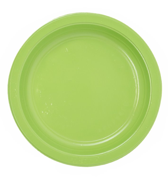 Piatto di Plastica PS Riutilizzabile Piano Verde Lime 220mm (25 Pezzi)