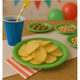 Piatto di Plastica PS Riutilizzabile Piano Verde Lime 165mm (25 Pezzi)