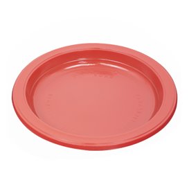 Piatto di Plastica PS Riutilizzabile Piano Rosso Ø165mm (25 Pezzi)