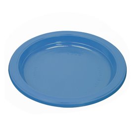 Piatto di Plastica PS Riutilizzabile Piano Blu Scuro Ø220mm (25 Pezzi)