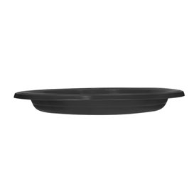 Piatto di Plastica PS Riutilizzabile Piano Nero Ø220mm (25 Pezzi)