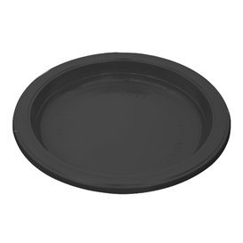 Piatto di Plastica PS Riutilizzabile Piano Nero 165mm (25 Pezzi)