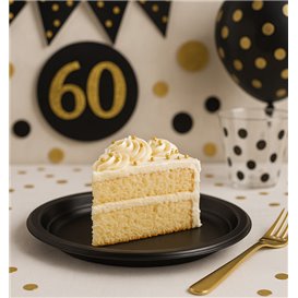 Piatto di Plastica PS Riutilizzabile Piano Nero 165mm (25 Pezzi) Piatto di Plastica PS Riutilizzabile Piano Nero 165mm (25 Pezzi)