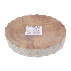 Piatto di Carta Decorato di Legno “Bali” Ø23cm 345g/m² (50 Pezzi)