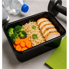 Contenitore Rettangolare in PP Nero 750ml 17,6x12,4x6cm (500 Pezzi)