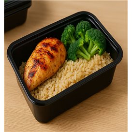 Contenitore Rettangolare in PP Nero 750ml 17,6x12,4x6cm (500 Pezzi)