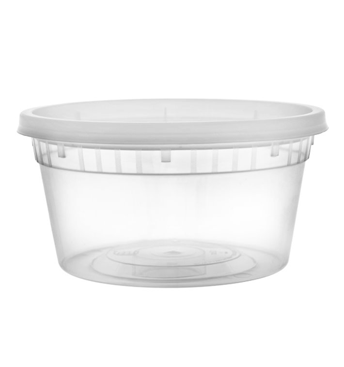 Contenitore in Plastica PP con Coperchio Trasparente “Deli Range” 370ml (40 Pezzi)
