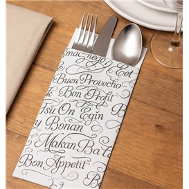 Busta Portaposate con Tovaglioli "Buon Appetito" 11x25cm (800 Pezzi)