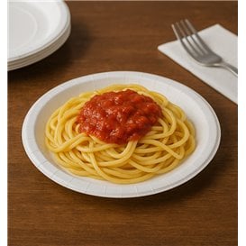Piatto di Carta Tondo Antigrasso Bianco Ø18cm 220g/m² (50 Pezzi)