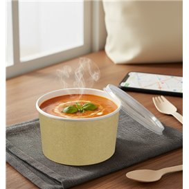 Contenitore di Carta Kraft Con Coperchio PP 16 Oz/473ml (25 Pezzi)